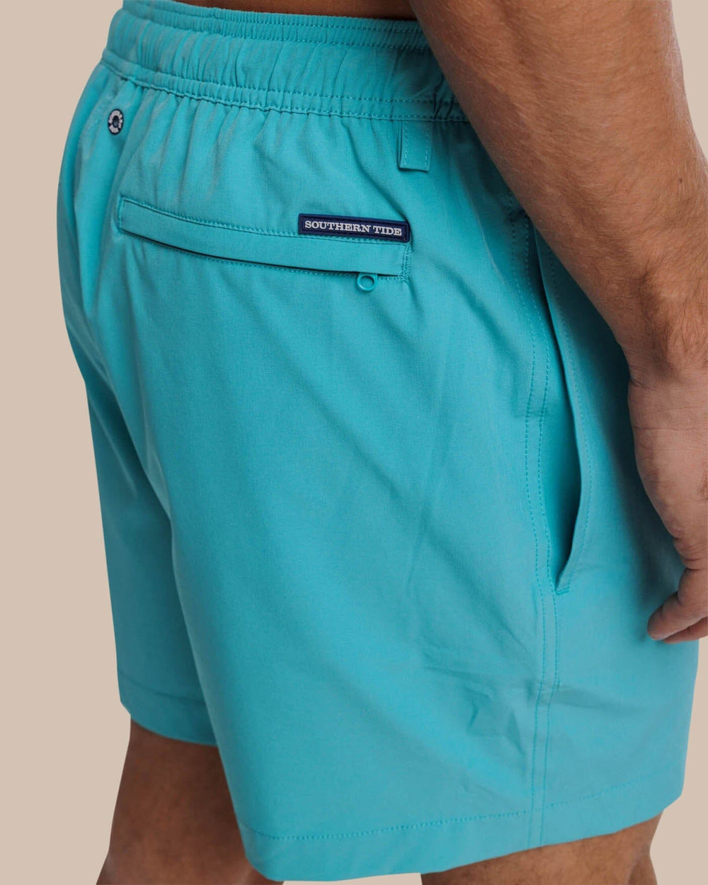The detail view of the Southern Tide Solid Swim Trunk 3 by Southern Tide - Tidal Wave