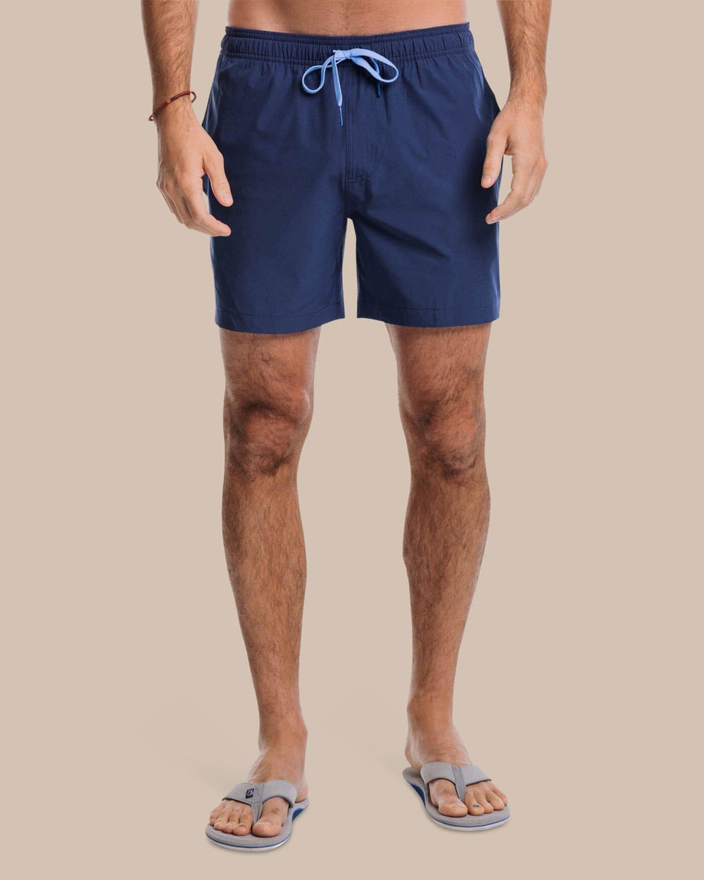 The front view of the Southern Tide Solid Swim Trunk 3 by Southern Tide - True Navy