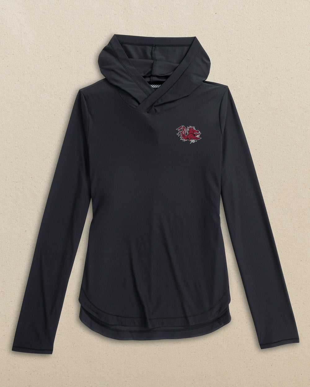 The front view of the South Carolina Gamecocks Women's Linley brrr°®-illiant Hoodie by Southern Tide - Caviar Black