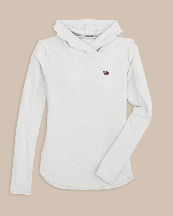 The front view of the South Carolina Gamecocks Women's Linley brrr°®-illiant Hoodie by Southern Tide - Platinum Grey