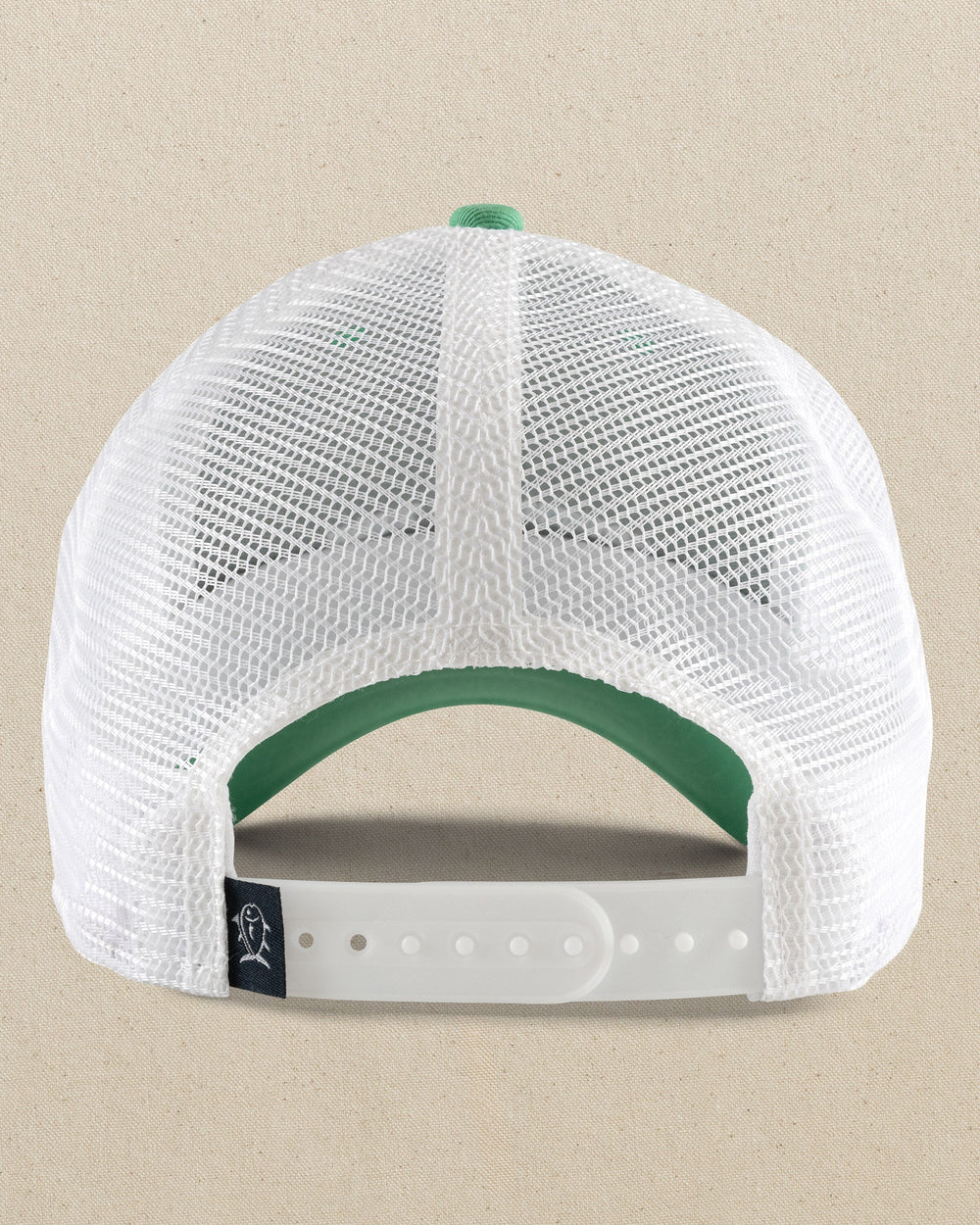 The back view of the Southern Tide Arc Trucker Hat by Southern Tide - Jade Green