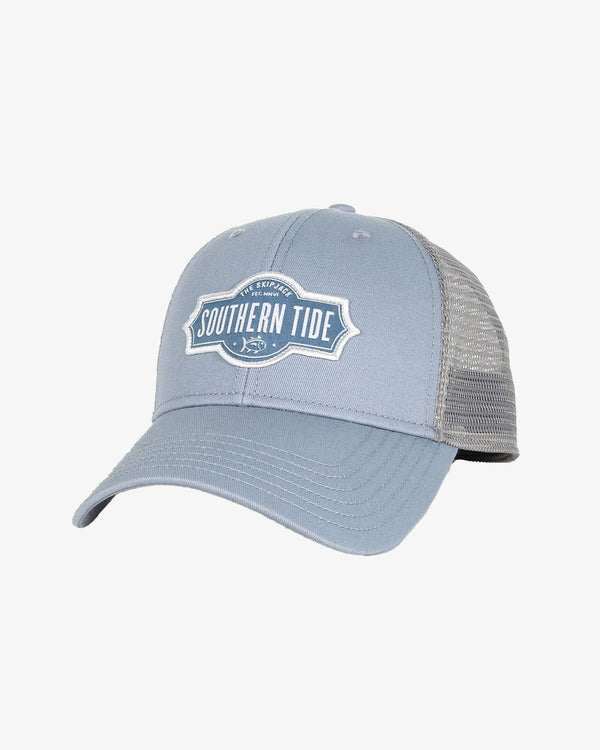The front view of the Southern Tide Southern Tide Badge Trucker by Southern Tide - Dusty Blue
