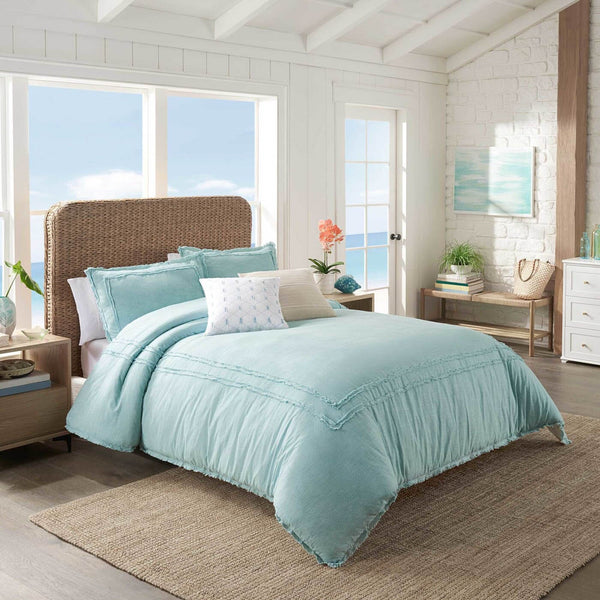 The front view of the Southern Tide Southern Tide Bayview Seaglass Comforter Set by Southern Tide - Seaglass