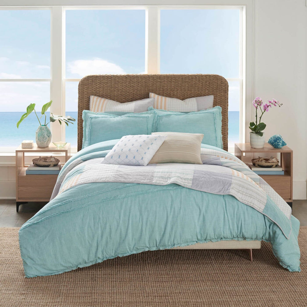The front view of the Southern Tide Southern Tide Bayview Seaglass Comforter Set by Southern Tide - Seaglass