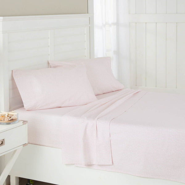 The front view of the Southern Tide Southern Tide Calico Scallop Pink Sheet Set by Southern Tide - Pink