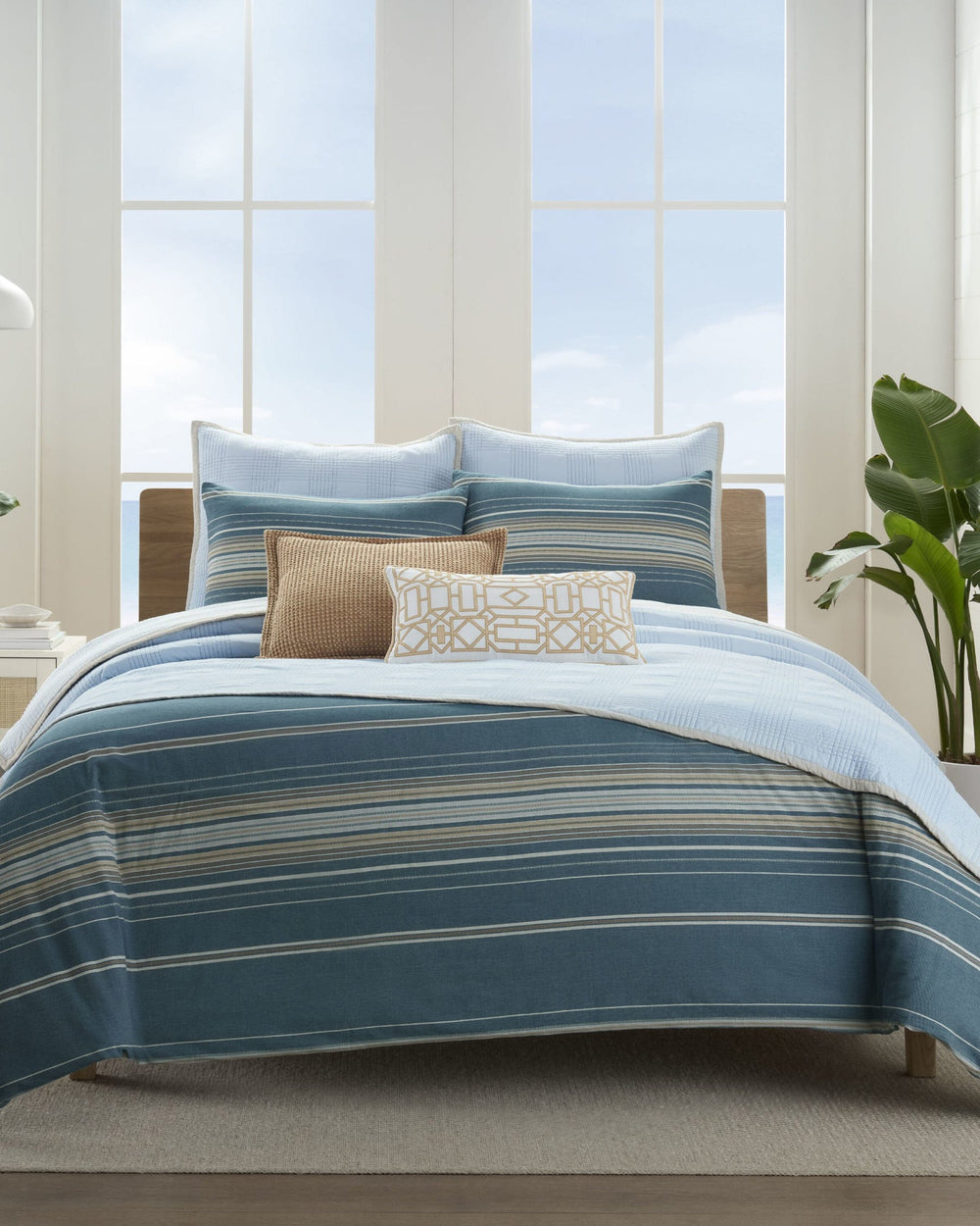 The front view of the Southern Tide Camden Comforter Set by Southern Tide - Navy
