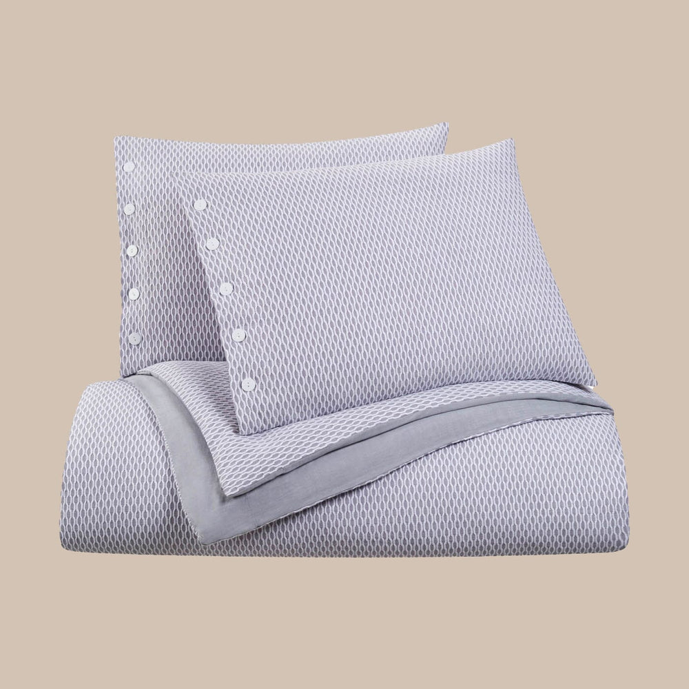 The front view of the Southern Tide Southern Tide Carolina Falls Grey Comforter Set by Southern Tide - Grey