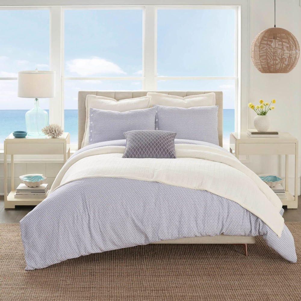 The front view of the Southern Tide Southern Tide Carolina Falls Grey Comforter Set by Southern Tide - Grey