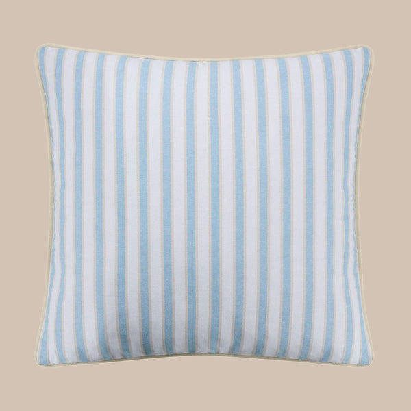 The front view of the Southern Tide Chambray Stripe Square Blue Decorative Pillow by Southern Tide - Blue