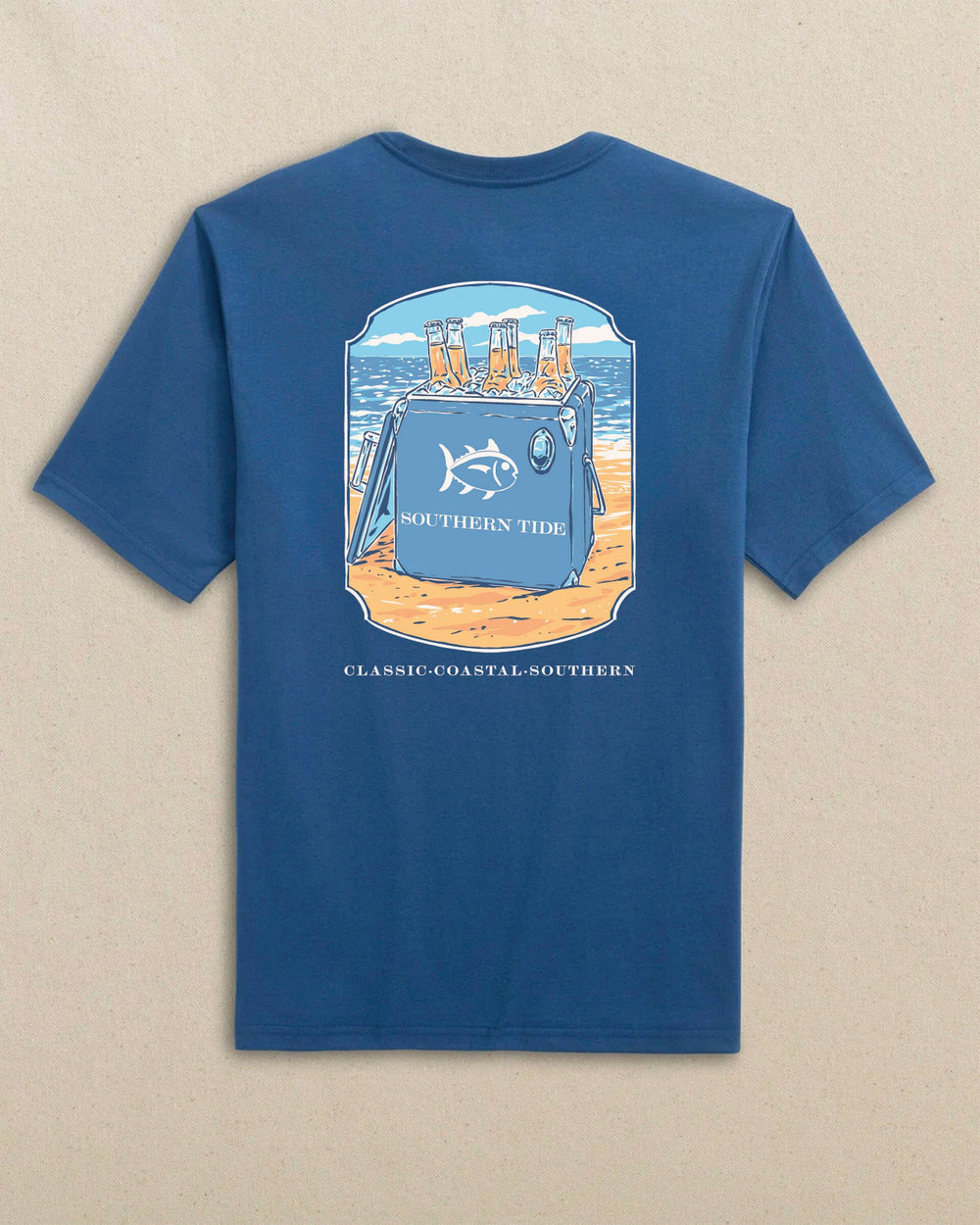 The back view of the Southern Tide Southern Tide Cooler Short Sleeve T-Shirt by Southern Tide - Nautical Blue