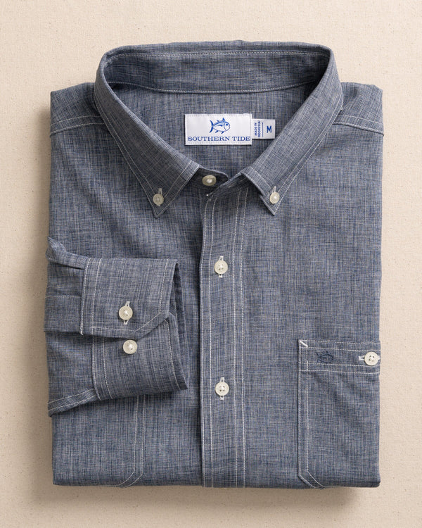 The front view of the Southern Tide Dock Shirt by Southern Tide - Seven Seas Blue