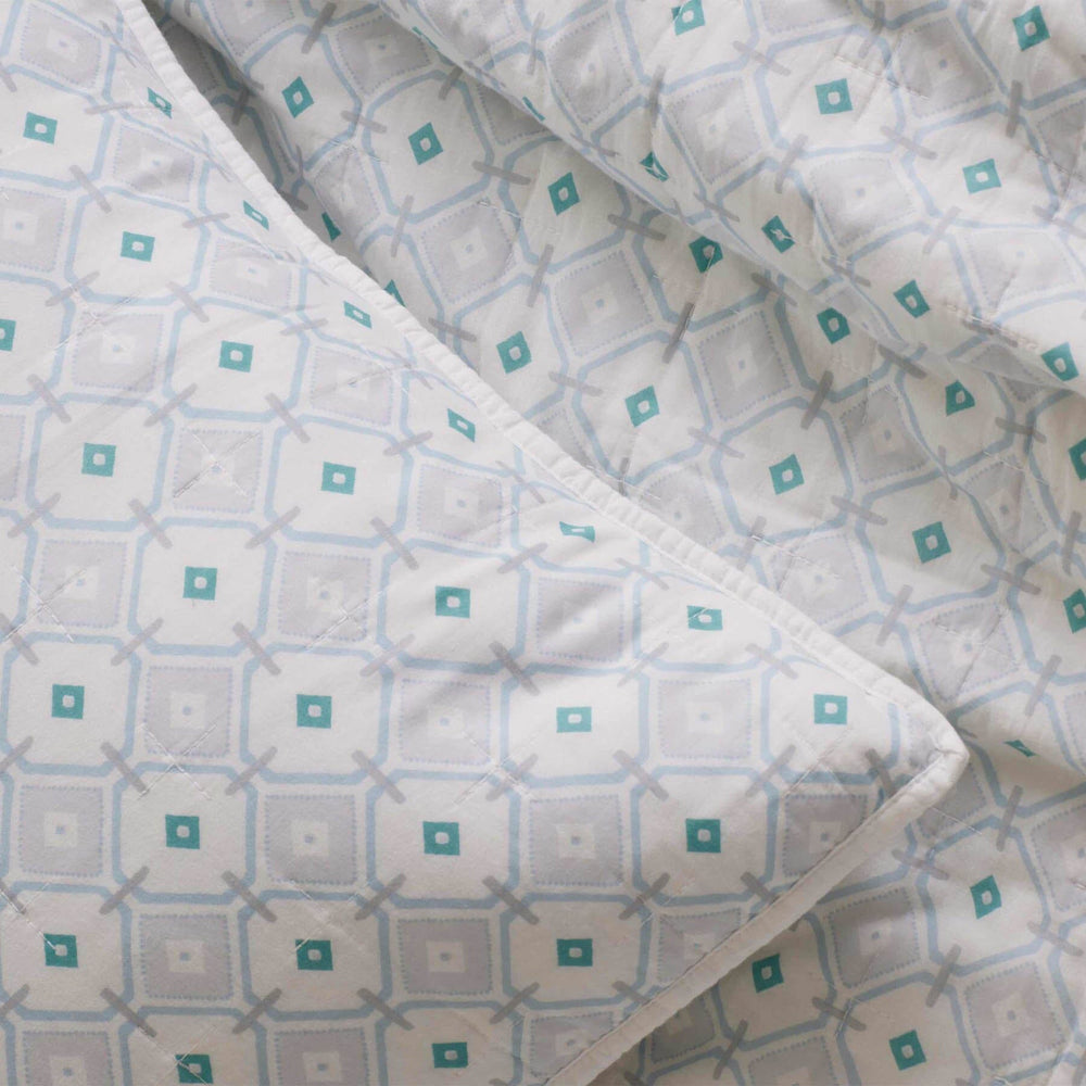 The detail view of the Southern Tide Southern Tide Emerald Isle Blue Quilt by Southern Tide - Blue