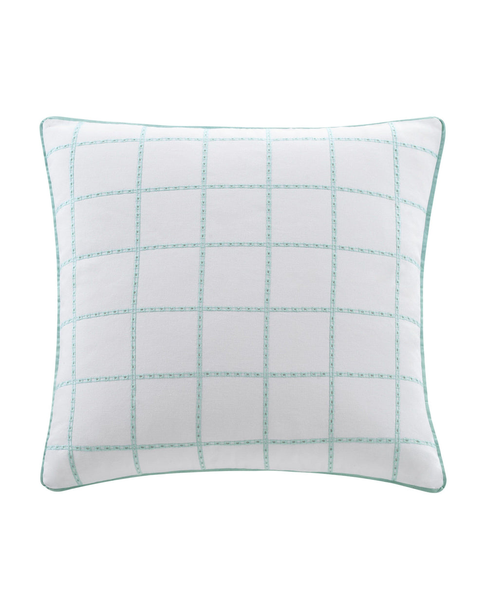 The front view of the Southern Tide Eyelet Square Decorative Pillow by Southern Tide - Green