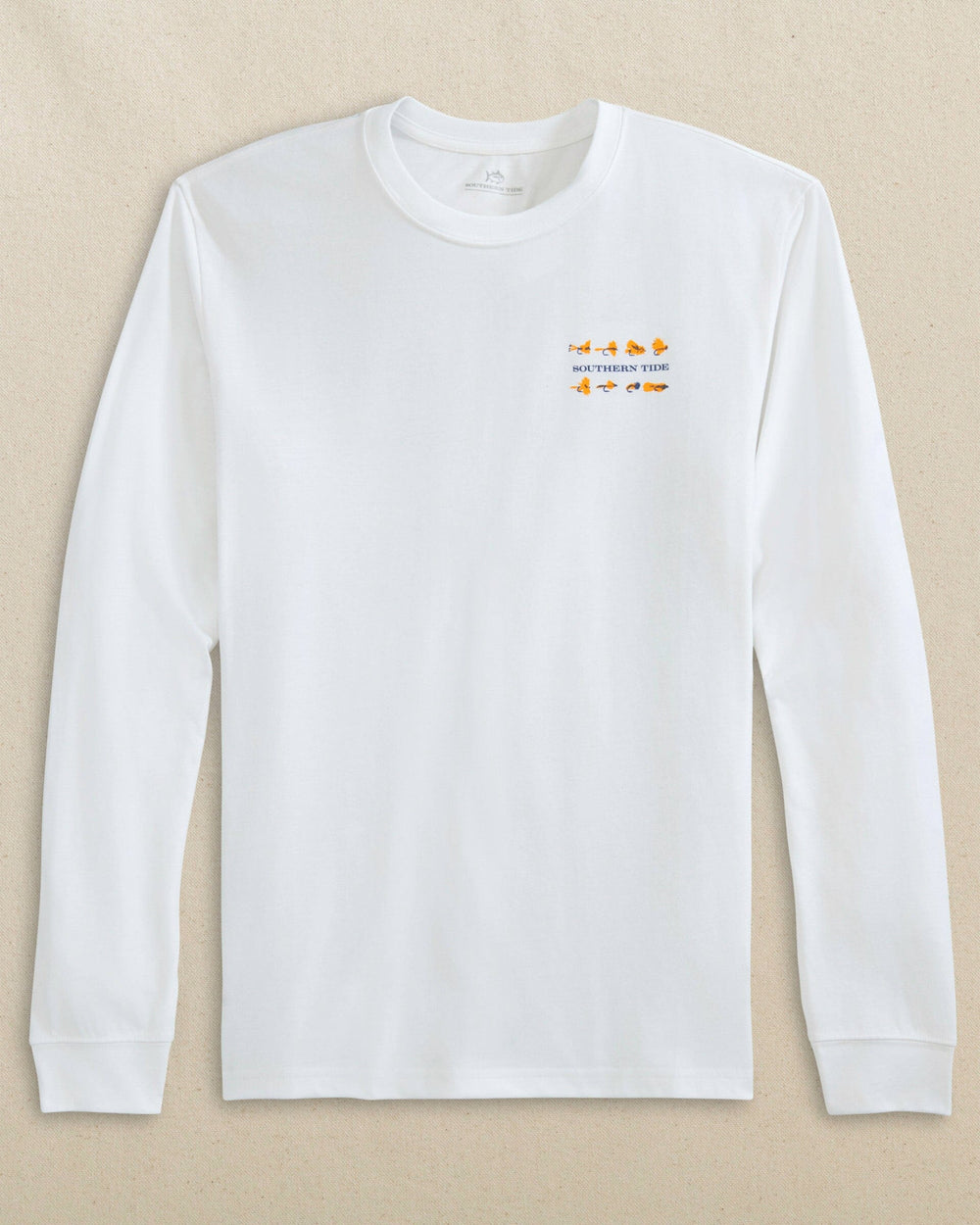 The front view of the Southern Tide Southern Tide Flies Long Sleeve T-Shirt by Southern Tide - Classic White