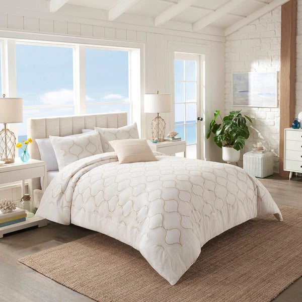 The front view of the Southern Tide Southern Tide Hartsville Sand Comforter Set by Southern Tide - Sand