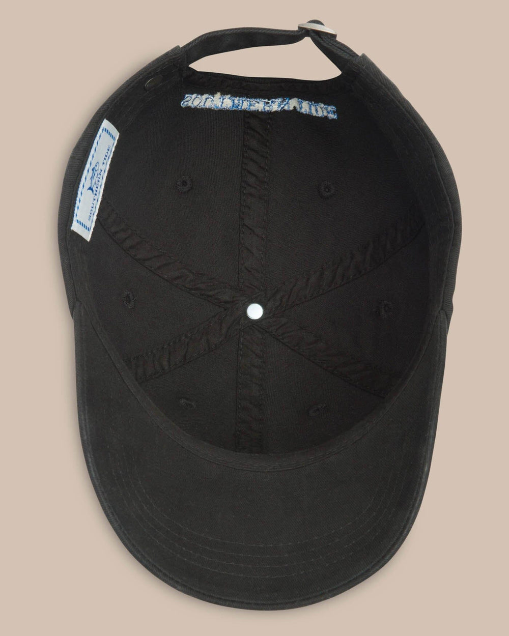 The inside of the Skipjack Hat by Southern Tide - Black