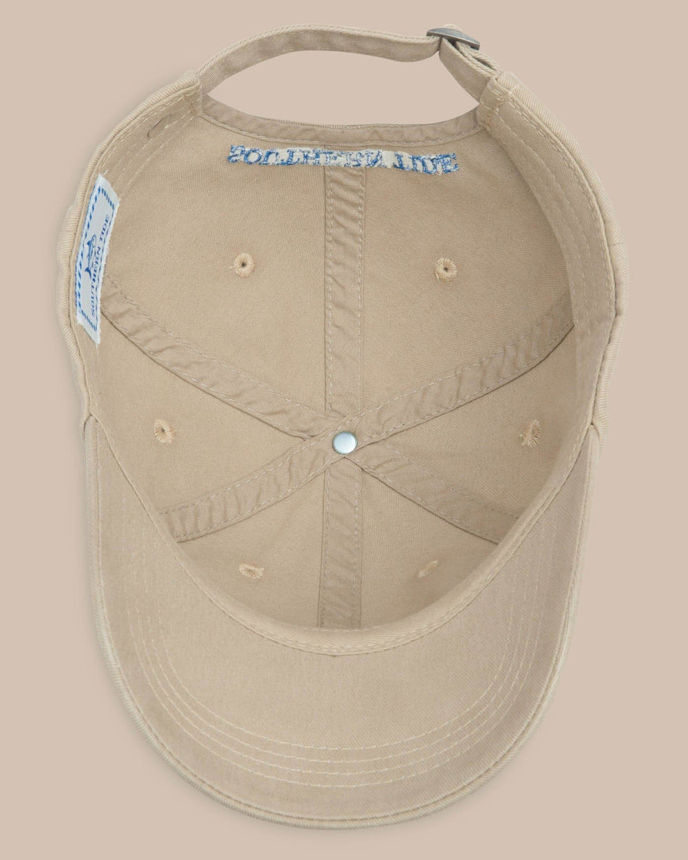 The inside of the Skipjack Hat by Southern Tide - Khaki