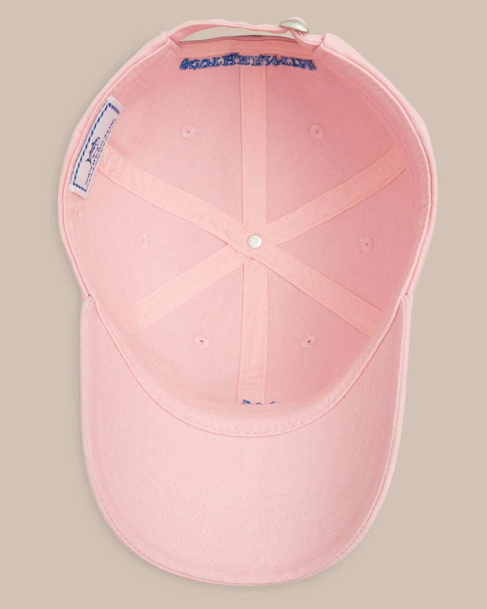 The inside of the Skipjack Hat by Southern Tide - Pink