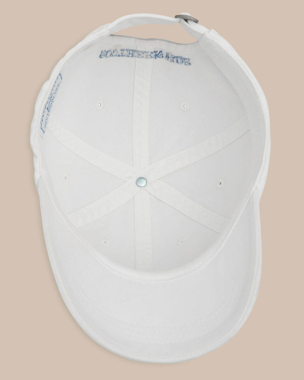 The inside of the Skipjack Hat by Southern Tide - White