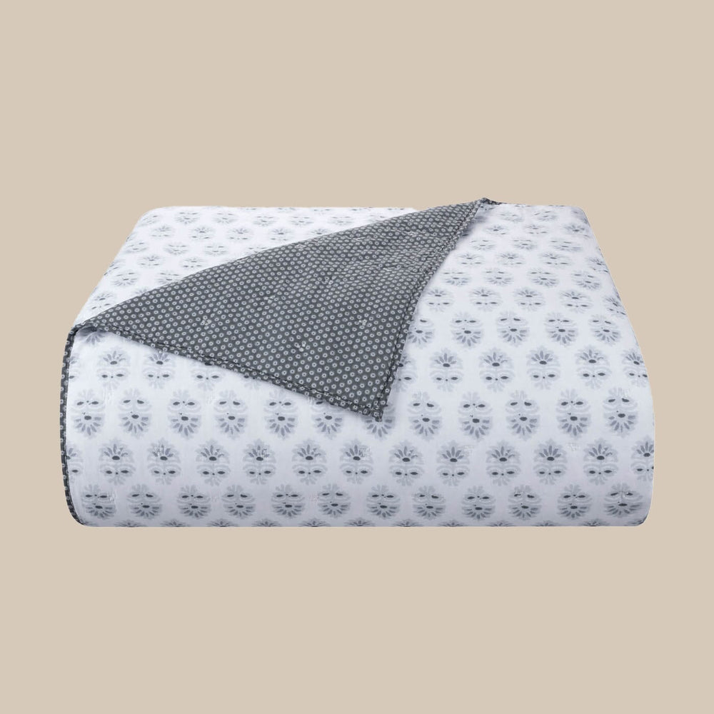 The front view of the Southern Tide Southern Tide Oceanside Gray Quilt by Southern Tide - Gray