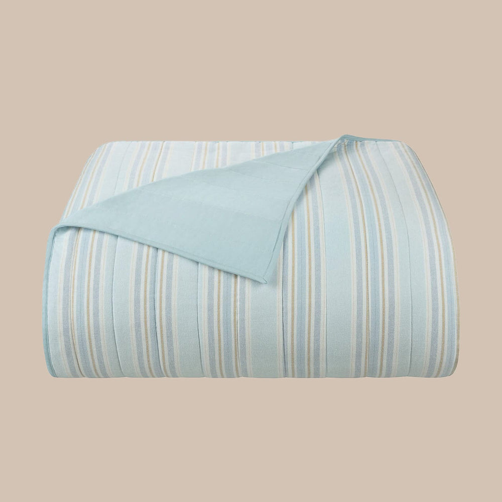 The front view of the Southern Tide Pawley's Island Blue Quilt by Southern Tide - Blue