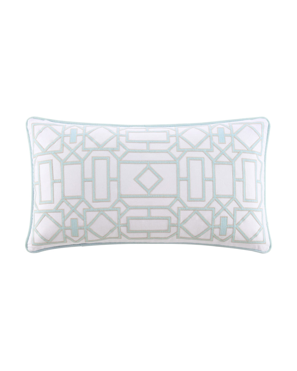 The front view of the Southern Tide Trellis Square Chambray Decorative Pillow by Southern Tide - Chambray