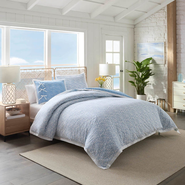 The front view of the Southern Tide Southern Tide Westlake Blue Comforter Set by Southern Tide - Blue