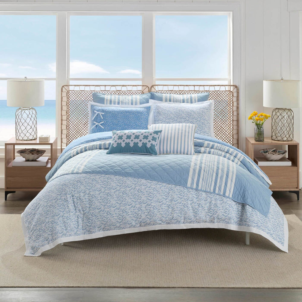 The front view of the Southern Tide Southern Tide Westlake Blue Comforter Set by Southern Tide - Blue