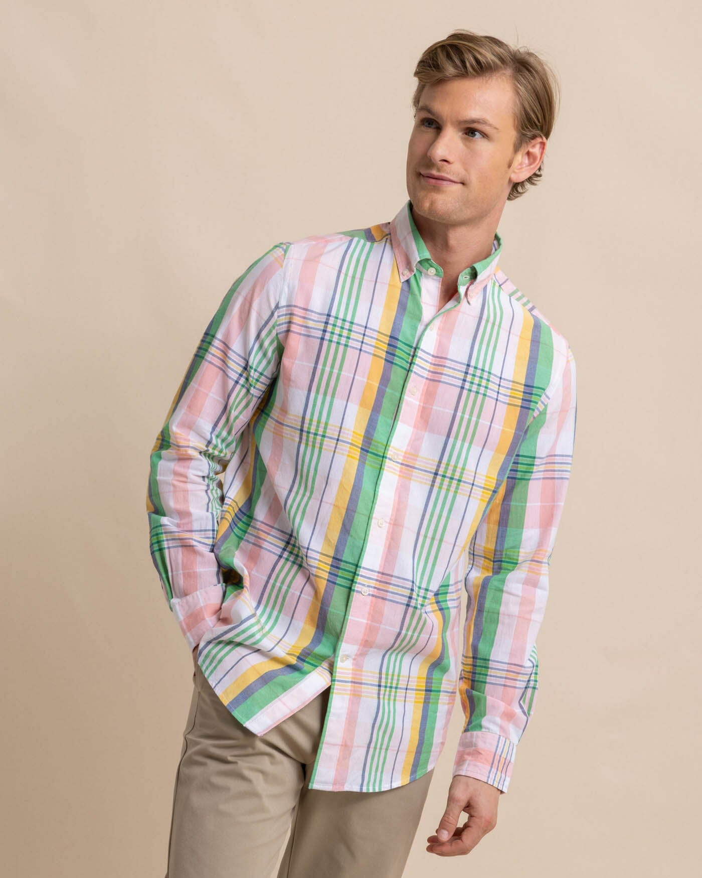 Men's Springers Point Madras Plaid Long Sleeve Sport Shirt | Southern Tide