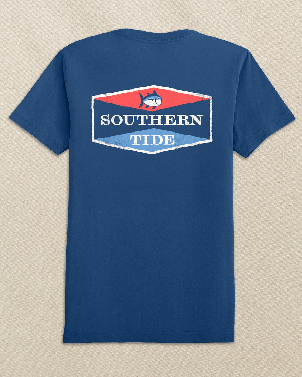 The back view of the Southern Tide ST Bowtie Box Short Sleeve T-Shirt by Southern Tide - Nautical Blue