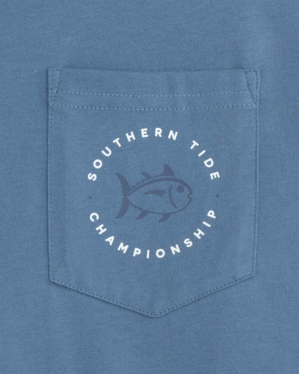 The detail view of the Southern Tide ST Championship Short Sleeve T-Shirt by Southern Tide - Coronet Blue