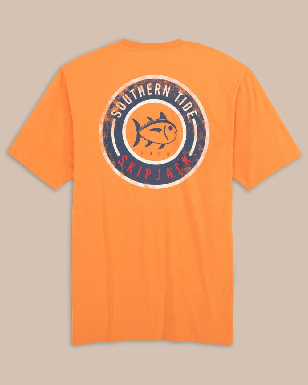 The back view of the Southern Tide ST Circle Short Sleeve T-Shirt by Southern Tide - Tangerine Orange