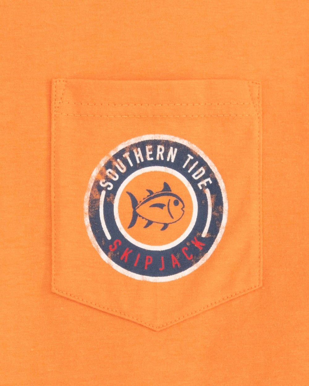 The detail view of the Southern Tide ST Circle Short Sleeve T-Shirt by Southern Tide - Tangerine Orange