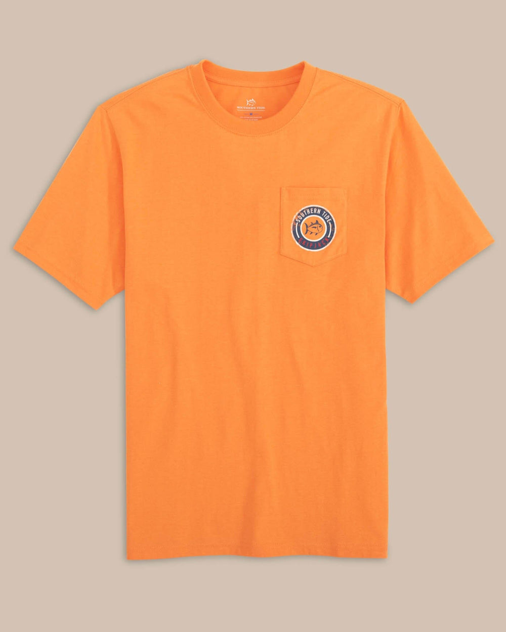 The front view of the Southern Tide ST Circle Short Sleeve T-Shirt by Southern Tide - Tangerine Orange