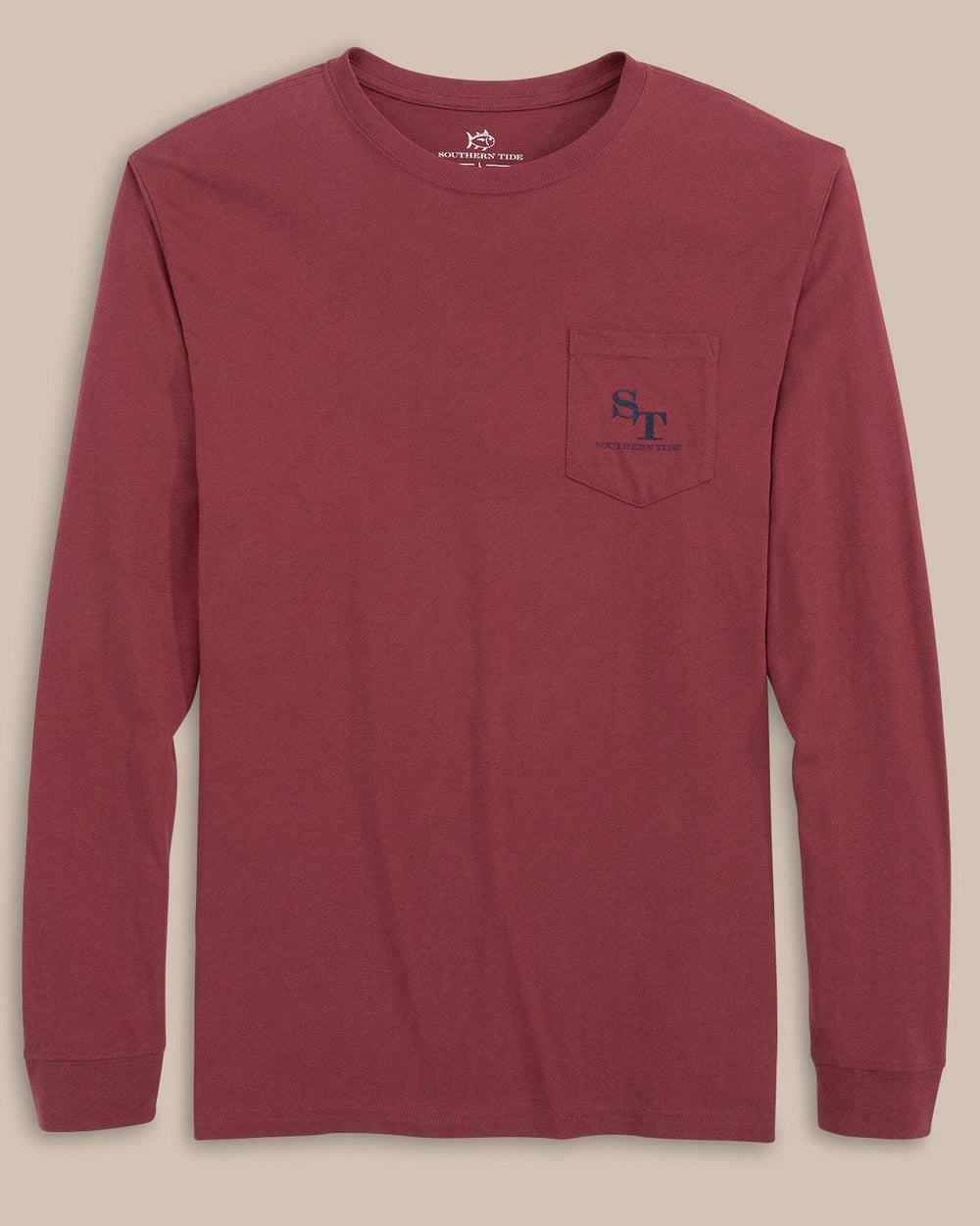 The front view of the Southern Tide ST Classic RTM Coin Long Sleeve T-Shirt by Southern Tide - Chianti