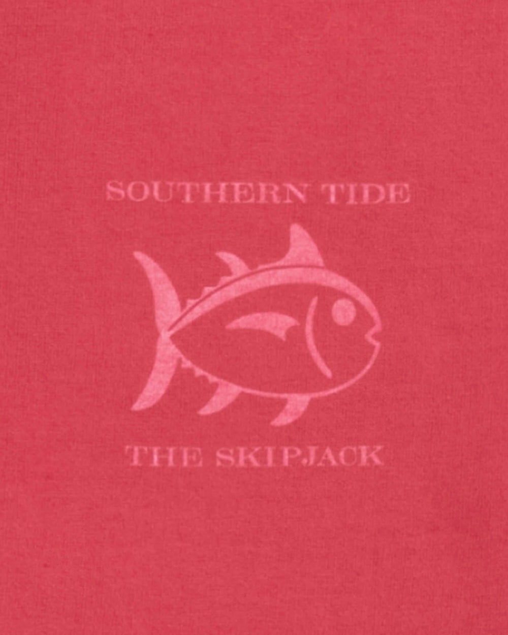 The detail view of the Southern Tide ST Classic Skipjack Garment Dye T-Shirt by Southern Tide - Baroque Rose