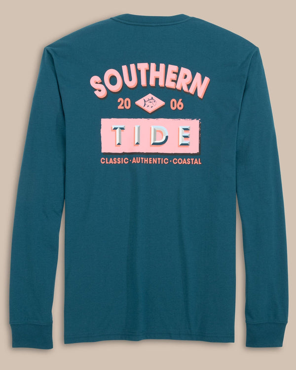 The back view of the Southern Tide Dimensional Long Sleeve T-Shirt by Southern Tide - Teal Haze