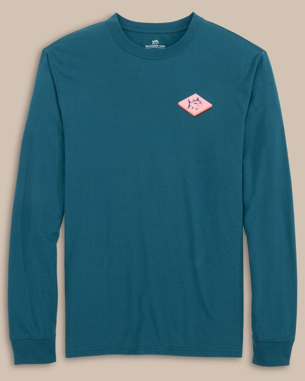 The front view of the Southern Tide Dimensional Long Sleeve T-Shirt by Southern Tide - Teal Haze