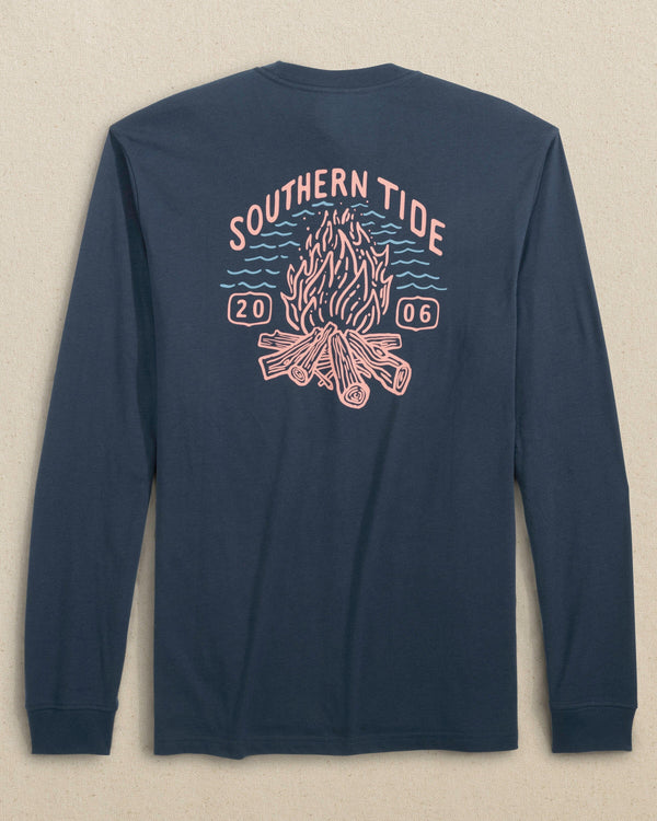 The back view of the Southern Tide ST Fireside Long Sleeve T-Shirt by Southern Tide - Dress Blue