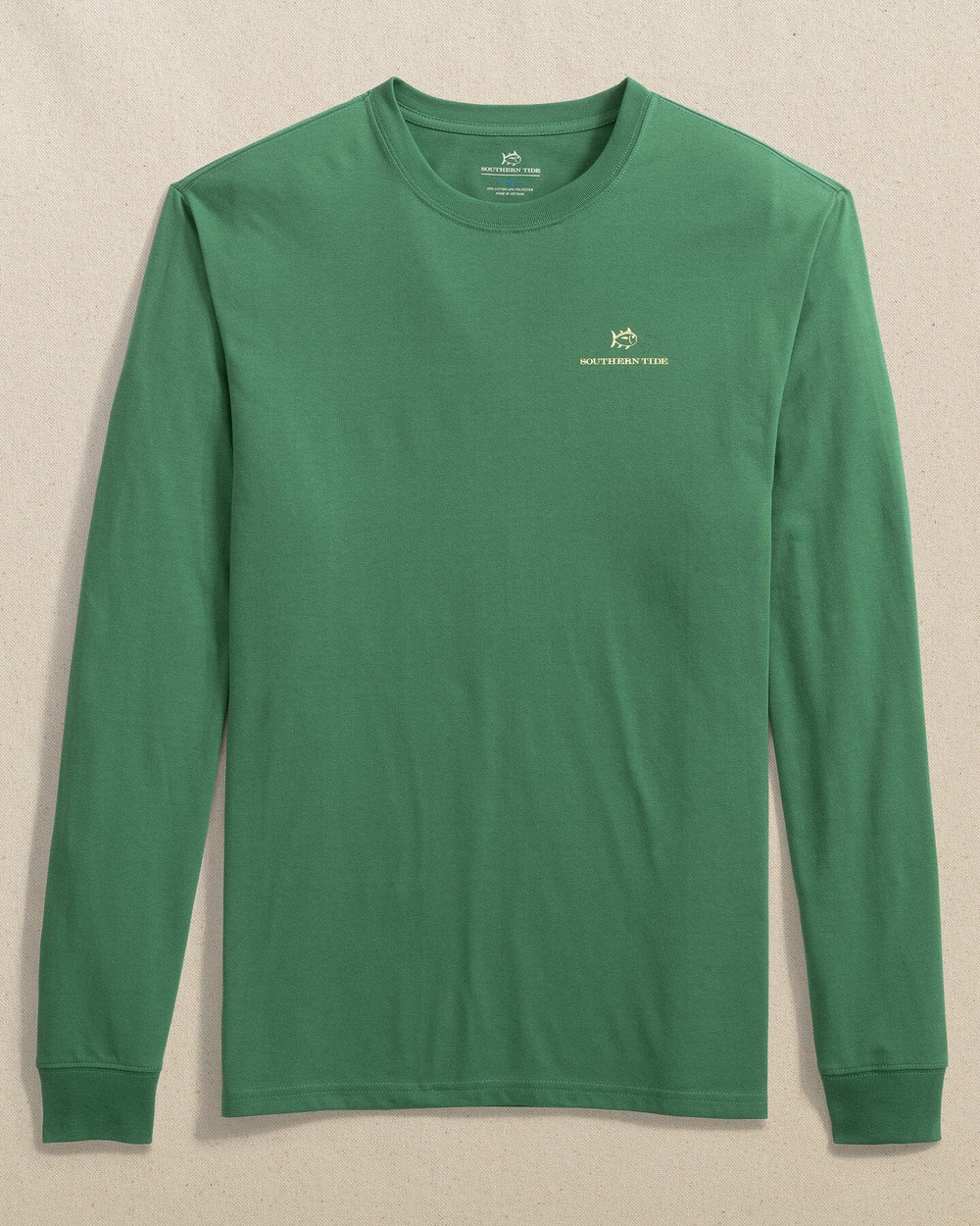 The front view of the Southern Tide ST Holiday Palm Long Sleeve T-Shirt by Southern Tide - Fir