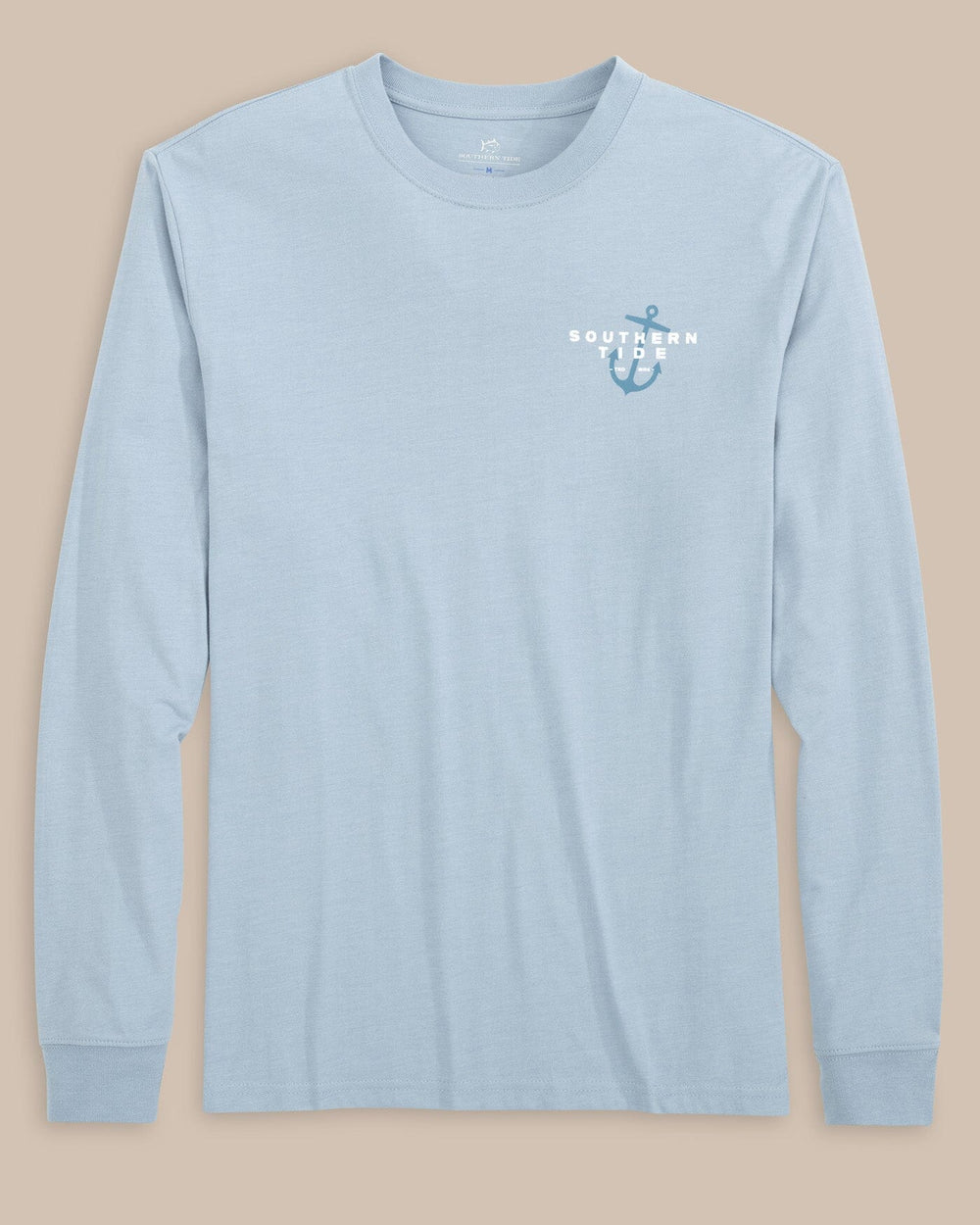 The front view of the Southern Tide ST Lowcountry Trawler Long Sleeve T-Shirt by Southern Tide - Tsunami Grey