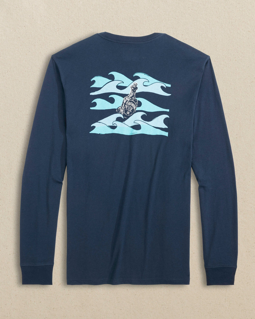 The back view of the Southern Tide ST Message in a Bottle Long Sleeve T-Shirt by Southern Tide - Dress Blue