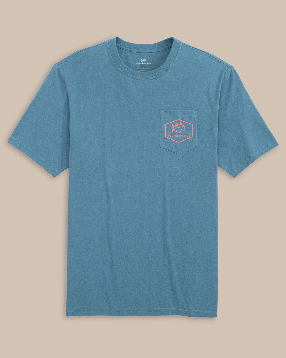 The front view of the Southern Tide Oyster Roast Short Sleeve T-Shirt by Southern Tide - Sea Blue