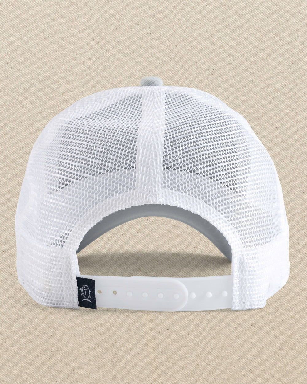 The back view of the Southern Tide ST Palmetto Trucker Hat by Southern Tide - Light Grey