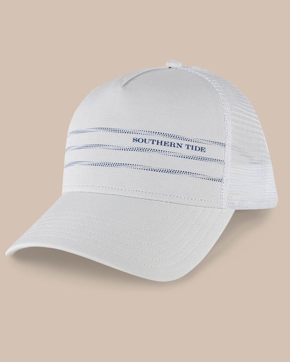 The front view of the Southern Tide ST Performance Print Trucker by Southern Tide - White