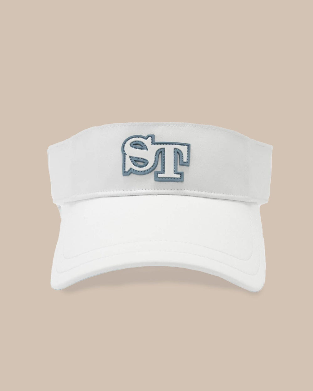 The front view of the Southern Tide ST Print Performance Visor by Southern Tide - White