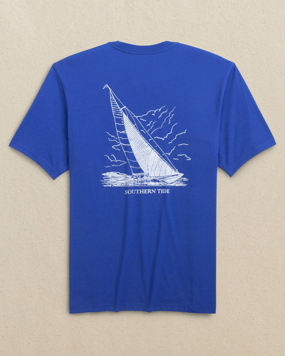 The back view of the Southern Tide ST Sailboat Short Sleeve T-Shirt by Southern Tide - Surf Blue