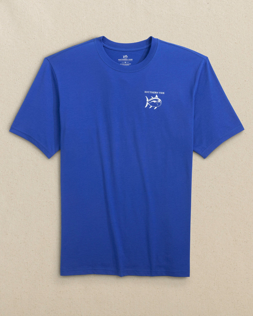 The front view of the Southern Tide ST Sailboat Short Sleeve T-Shirt by Southern Tide - Surf Blue