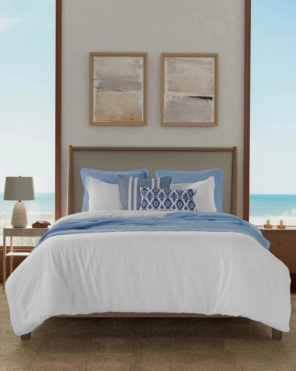The front view of the Southern Tide St. Simons Comforter Set by Southern Tide - White