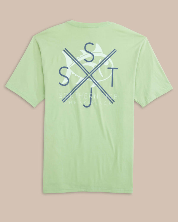 The back view of the Southern Tide ST Skipjack Crossed Short Sleeve T-Shirt by Southern Tide - Smoke Green